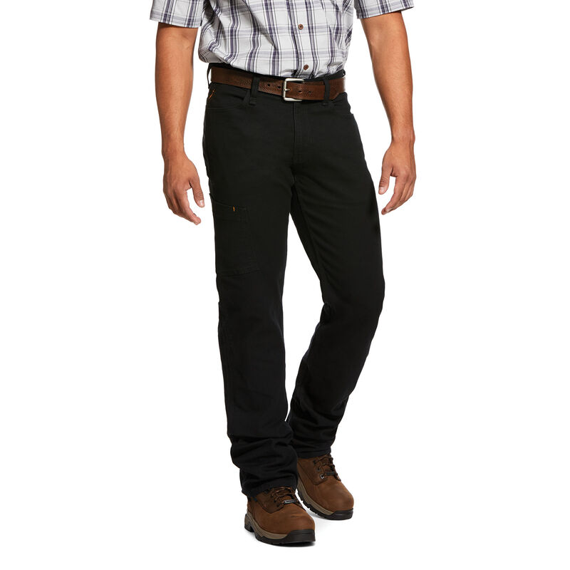 Ariat Work: Rebar M4 Low Rise DuraStretch Made Tough Stackable Straight Leg Pantalones Hombre - Negr